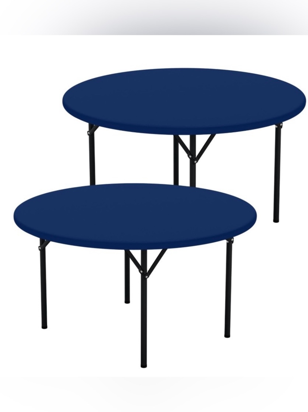 Set of Reusable Polyester Spandex Tablecloths Indoor/Outdoor 36-44” Round - BLUE